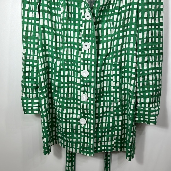 CAbi Circuit green white plaid linen jacket size medium - Picture 5 of 11